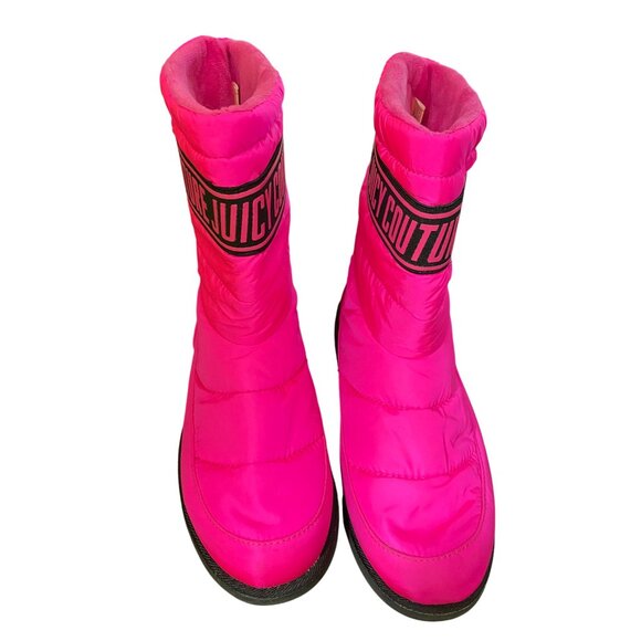Juicy Couture Womens Hot Pink Winter Boots Size 10 Neon Retro Sporty Cute Barbie - Picture 10 of 11